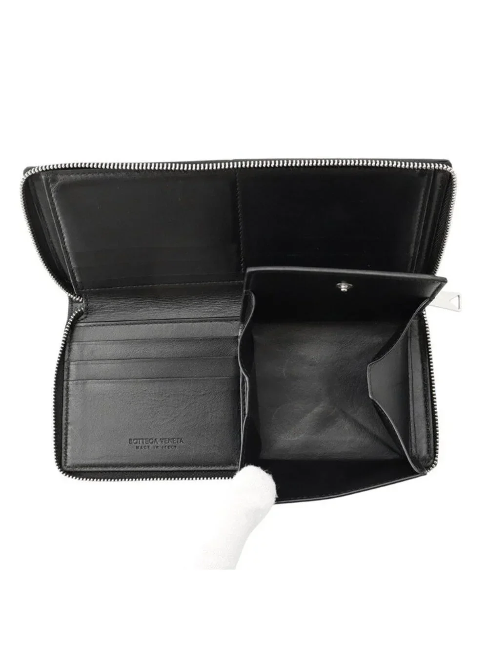 Bottega Veneta Wallet Maxi Intrecciato Cassette Slim Lambskin Black